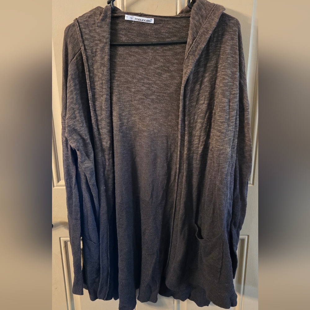 Maurices Brown Knit Hooded Cardigan SIZE 1